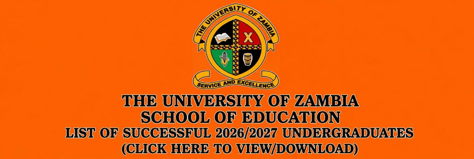 School of Education 2026/2027 List of Succesful Undergraduate